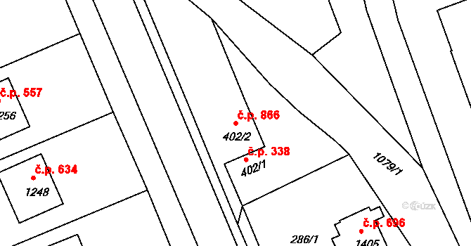 Votice 866 na parcele st. 402/2 v KÚ Votice, Katastrální mapa