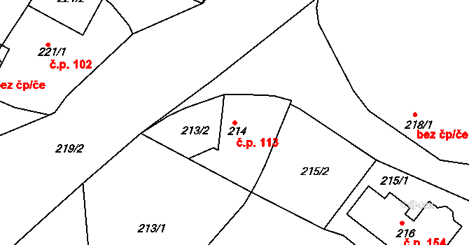 Kaceřov 113 na parcele st. 214 v KÚ Kaceřov u Kynšperka nad Ohří, Katastrální mapa