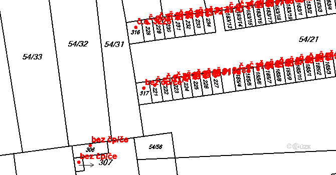 Libočany 3178 na parcele st. 222 v KÚ Libočany, Katastrální mapa