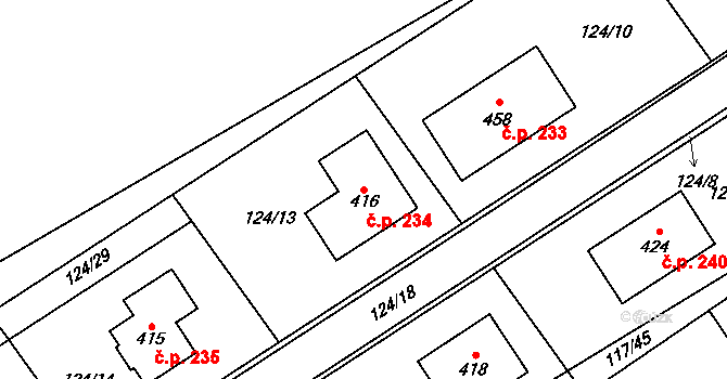 Cerekvice nad Loučnou 234 na parcele st. 416 v KÚ Cerekvice nad Loučnou, Katastrální mapa