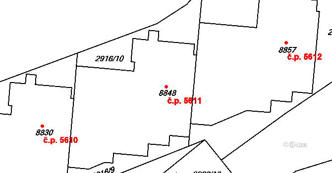 Zlín 5611 na parcele st. 8848 v KÚ Zlín, Katastrální mapa