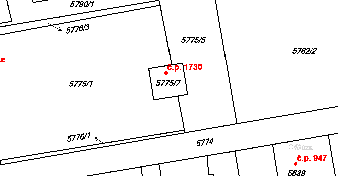 Šenov 1730 na parcele st. 5775/7 v KÚ Šenov u Ostravy, Katastrální mapa