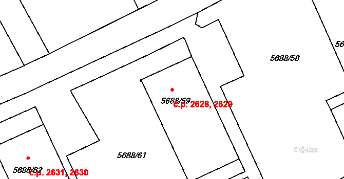 Varnsdorf 2628,2629 na parcele st. 5688/59 v KÚ Varnsdorf, Katastrální mapa