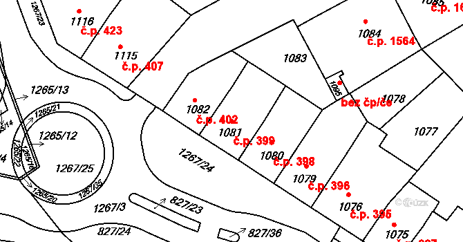 Předměstí 399, Litoměřice na parcele st. 1081 v KÚ Litoměřice, Katastrální mapa