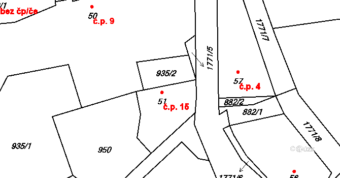 Semtín 15, Olbramovice na parcele st. 51 v KÚ Olbramovice u Votic, Katastrální mapa