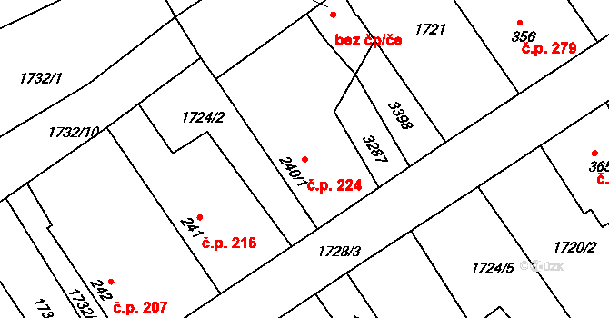 Sepekov 224 na parcele st. 240/1 v KÚ Sepekov, Katastrální mapa