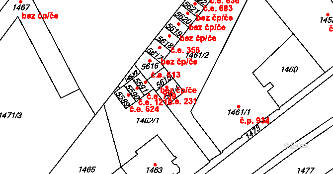 Chomutov 231 na parcele st. 5614 v KÚ Chomutov I, Katastrální mapa