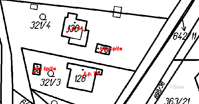 Vrhaveč 41591437 na parcele st. 76 v KÚ Malá Víska u Klatov, Katastrální mapa