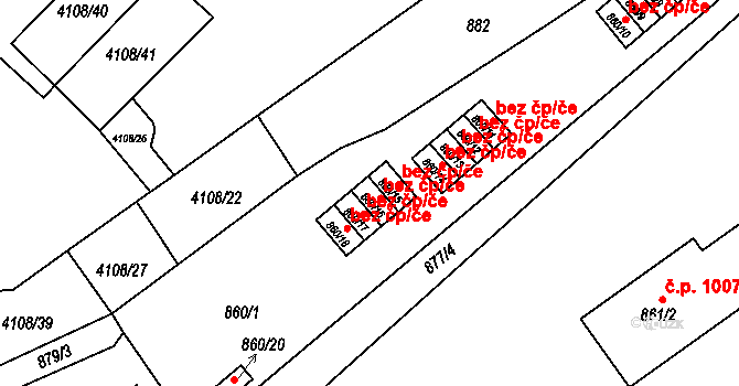 Černošice 42806437 na parcele st. 860/16 v KÚ Černošice, Katastrální mapa