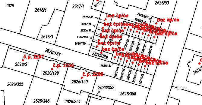 Opava 43807437 na parcele st. 2626/339 v KÚ Opava-Předměstí, Katastrální mapa
