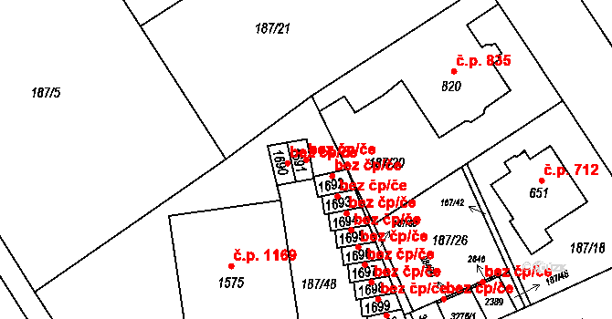 Ostrava 43900437 na parcele st. 1691 v KÚ Mariánské Hory, Katastrální mapa