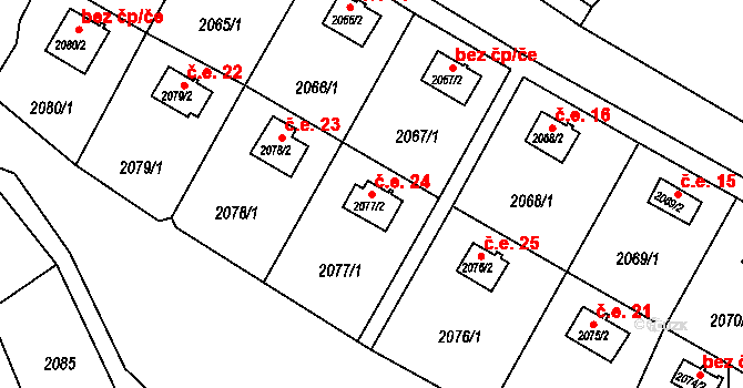 Katov 44160437 na parcele st. 2077/2 v KÚ Katov, Katastrální mapa