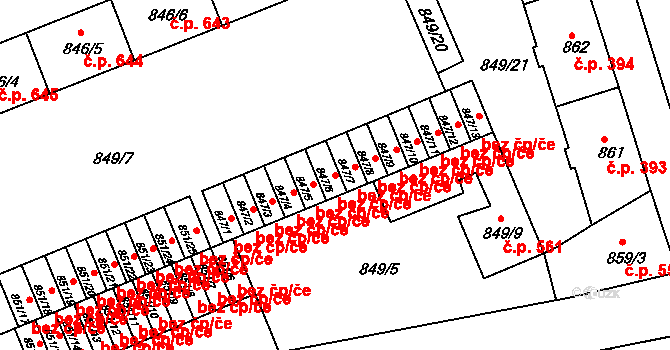 Třinec 48552437 na parcele st. 847/6 v KÚ Třinec, Katastrální mapa