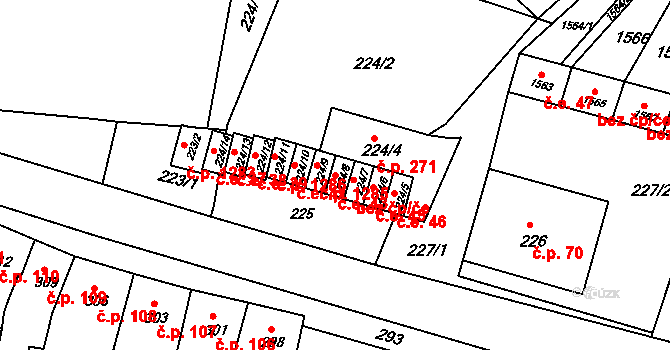Pustiměř 43 na parcele st. 224/8 v KÚ Pustiměř, Katastrální mapa
