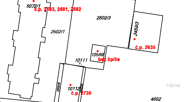 Pardubice 49142437 na parcele st. 10599 v KÚ Pardubice, Katastrální mapa