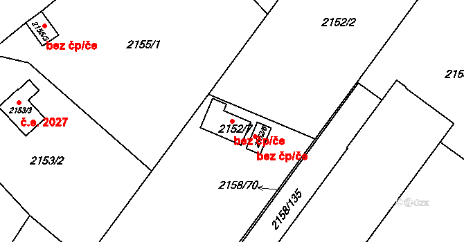 Teplice 49327437 na parcele st. 2152/7 v KÚ Teplice-Trnovany, Katastrální mapa