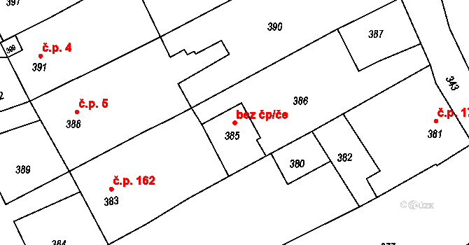 Heršpice 49663437 na parcele st. 385 v KÚ Heršpice, Katastrální mapa