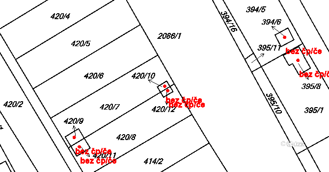 Třinec 50252437 na parcele st. 420/10 v KÚ Lyžbice, Katastrální mapa