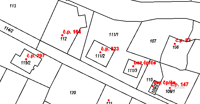 Děčín VII-Chrochvice 323, Děčín na parcele st. 111/2 v KÚ Chrochvice, Katastrální mapa