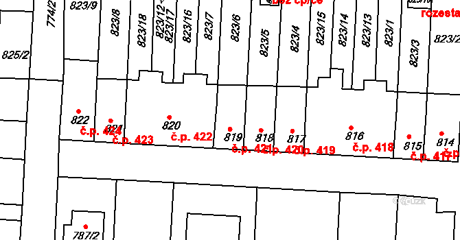 Nýřany 421 na parcele st. 819 v KÚ Nýřany, Katastrální mapa