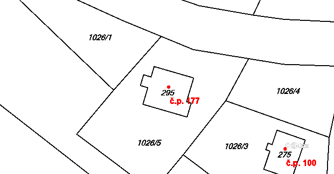 Mistrovice 177 na parcele st. 295 v KÚ Mistrovice nad Orlicí, Katastrální mapa