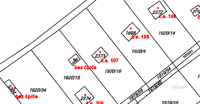 Beroun-Závodí 107, Beroun na parcele st. 2373 v KÚ Beroun, Katastrální mapa