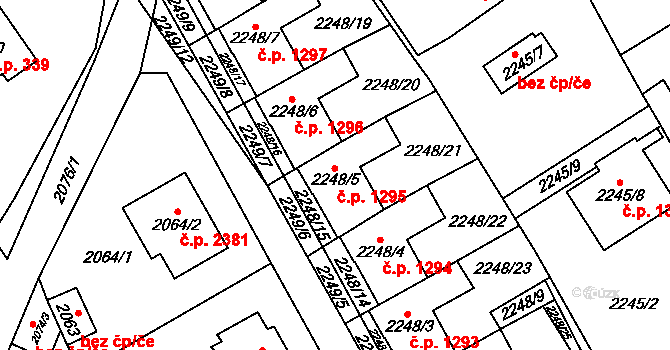 Černošice 1295 na parcele st. 2248/5 v KÚ Černošice, Katastrální mapa
