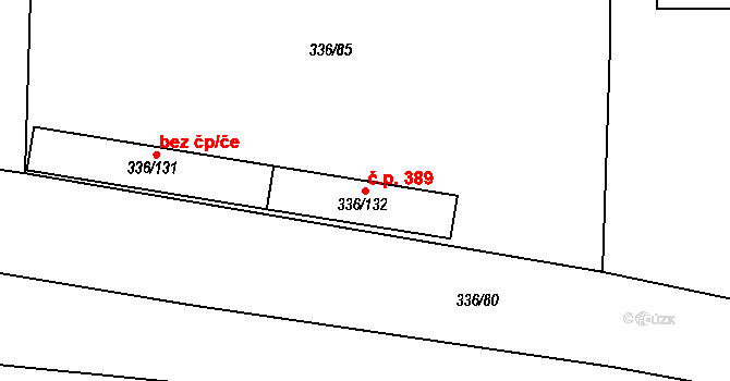 Pražské Předměstí 389, Bílina na parcele st. 336/132 v KÚ Bílina, Katastrální mapa