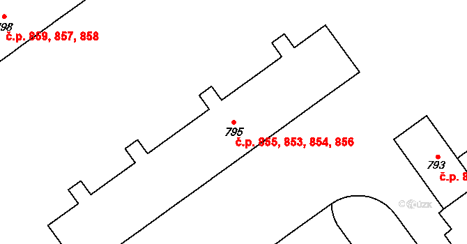 Studánka 853,854,855,856, Pardubice na parcele st. 795 v KÚ Studánka, Katastrální mapa