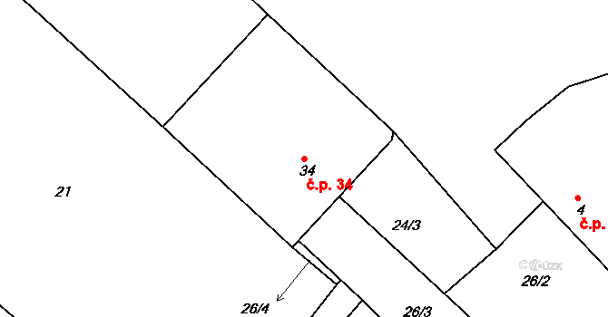 Pravíkov 34, Kamenice nad Lipou na parcele st. 34 v KÚ Pravíkov, Katastrální mapa