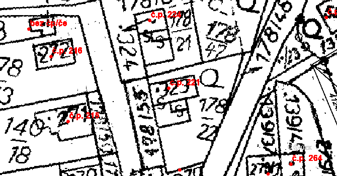 Havlíčkova Borová 221 na parcele st. 323 v KÚ Havlíčkova Borová, Katastrální mapa