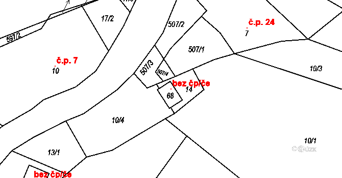 Sobotka 96238437 na parcele st. 68 v KÚ Lavice, Katastrální mapa