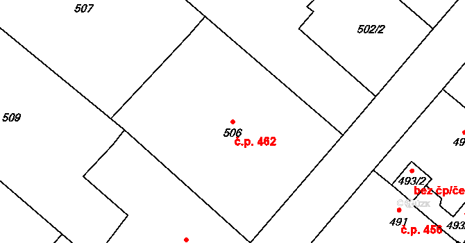 Lednice 462 na parcele st. 506 v KÚ Lednice na Moravě, Katastrální mapa