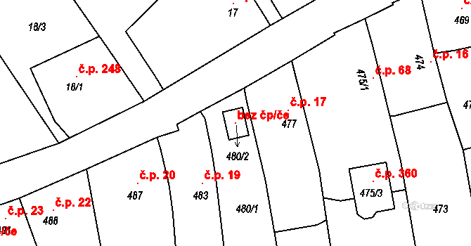 Opava 115680438 na parcele st. 480/2 v KÚ Komárov u Opavy, Katastrální mapa