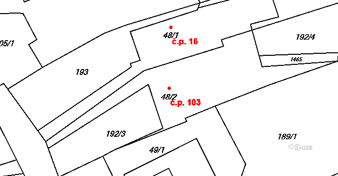 Staré Heřminovy 103 na parcele st. 48/2 v KÚ Staré Heřminovy, Katastrální mapa