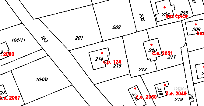 Dolní Těrlicko 124, Těrlicko na parcele st. 214 v KÚ Dolní Těrlicko, Katastrální mapa