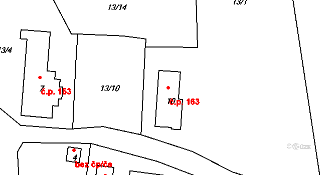 Horní Krupá 163, Ralsko na parcele st. 10 v KÚ Horní Krupá, Katastrální mapa
