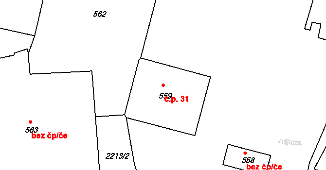 Březnice 31 na parcele st. 559 v KÚ Březnice, Katastrální mapa