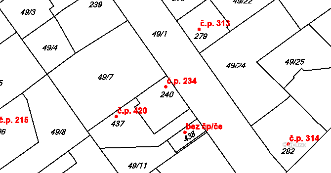Litol 234, Lysá nad Labem na parcele st. 240 v KÚ Litol, Katastrální mapa