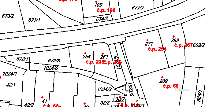 Bohosudov 239, Krupka na parcele st. 261 v KÚ Bohosudov, Katastrální mapa