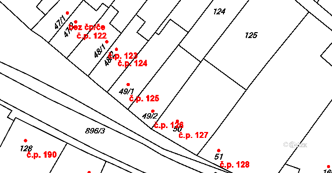 Hrotovice 126 na parcele st. 49/2 v KÚ Hrotovice, Katastrální mapa