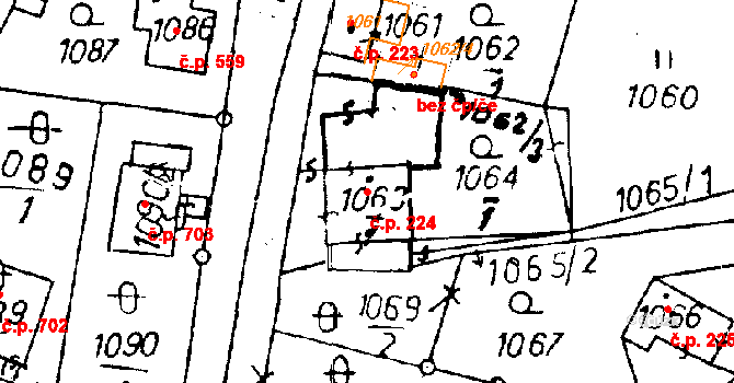 Rychnov u Jablonce nad Nisou 224 na parcele st. 1063/1 v KÚ Rychnov u Jablonce nad Nisou, Katastrální mapa
