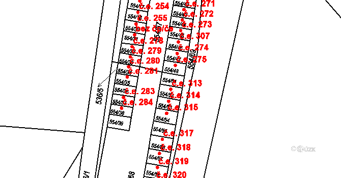 Postoloprty 313 na parcele st. 554/52 v KÚ Postoloprty, Katastrální mapa
