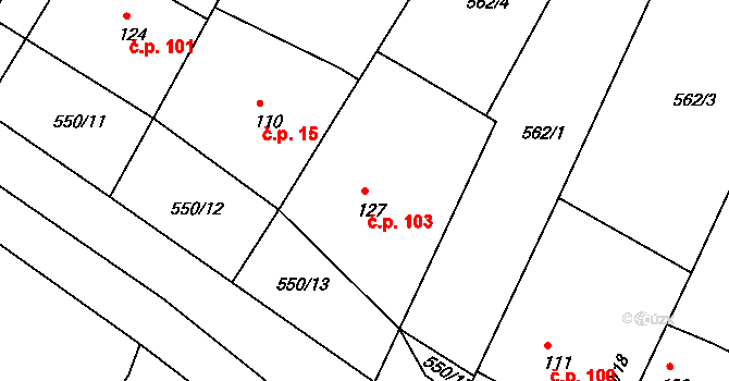 Neplachov 103 na parcele st. 127 v KÚ Neplachov, Katastrální mapa