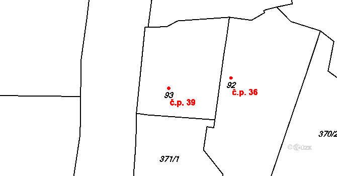 Chraštičky 39, Chraštice na parcele st. 93 v KÚ Chraštice, Katastrální mapa