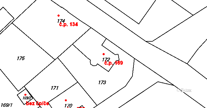 Liberec XI-Růžodol I 169, Liberec na parcele st. 172 v KÚ Růžodol I, Katastrální mapa