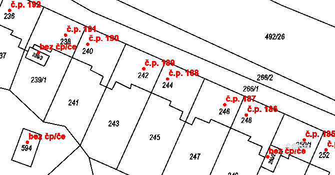 Padochov 188, Oslavany na parcele st. 244 v KÚ Padochov, Katastrální mapa