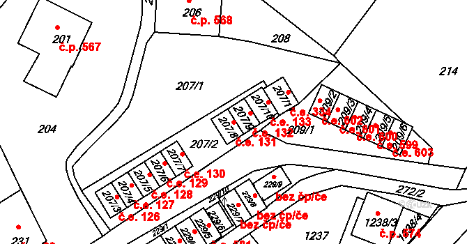 Rumburk 1 131, Rumburk na parcele st. 207/8 v KÚ Rumburk, Katastrální mapa