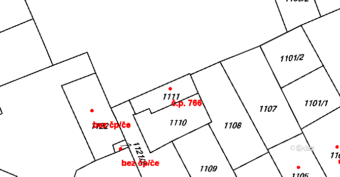 Předměstí 766, Litoměřice na parcele st. 1111 v KÚ Litoměřice, Katastrální mapa