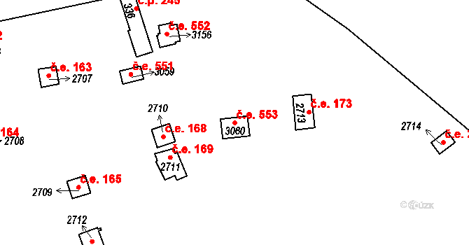 Úšovice 553, Mariánské Lázně na parcele st. 3060 v KÚ Úšovice, Katastrální mapa